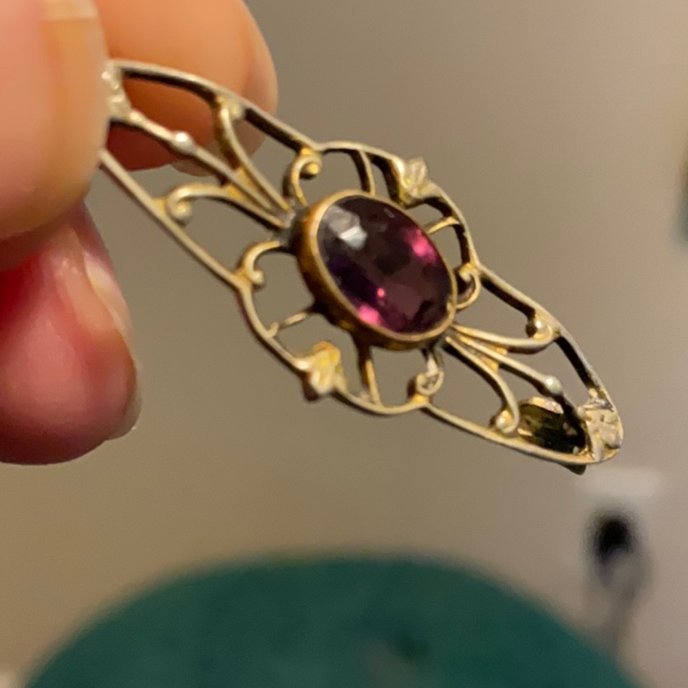 1915 to 1922 antique amethyst broach, pin, brooch - Picture 2 of 7
